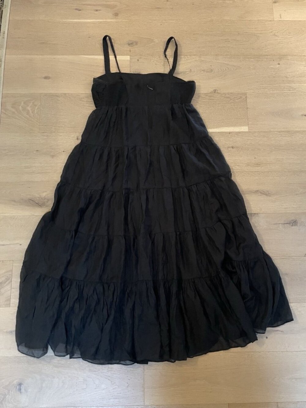 Abercrombie & Fitch Black Maxi Dress Summer Long Gown Smocked Tiered Classic, XL - Picture 4 of 8